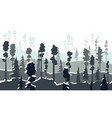 cartoon of winter coniferous forest in dark vector image vector image