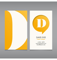 business card template letter d vector image vector image