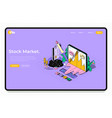 stock market concept 3d isometric outline landing vector image
