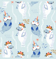 seamless childish pattern with cute manatees vector image