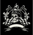 biker emblem with skull or dead motorcycle vector image vector image