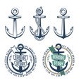 3 retro anchors with a rope vector image vector image