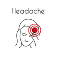 headache linear icon young asian woman vector image