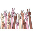 female hands with peace and sign vector image vector image