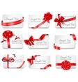 festive cards with red gift ribbons vector image