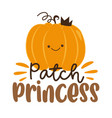 patch princess - cute hand drawn pumpkin in crown vector image