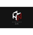 h red line three letter cube alphabet letter logo vector image vector image