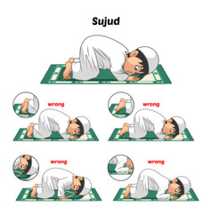 Muslim Prayer Guide Tashahhud Position Outline Vector Image
