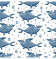 cartoon shark seamless pattern vector image