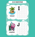 alphabet letter i - j exercise with cartoon vector image vector image