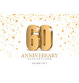 anniversary 60 gold 3d numbers vector image vector image
