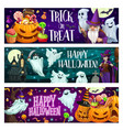 halloween banners with ghosts and pumpkins vector image