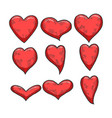 heart symbol set sketch engraving vector image