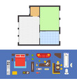 apartment plan and furniture set vector image