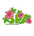 green leaves and pink flower spa lettering vector image