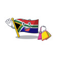 shopping flag south africa with cartoon shape vector image