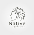 native american logo line art symbol design vector image