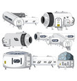 set of spaceship objects and robot vector image