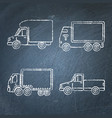 set of truck icons sketches on chalkboard vector image vector image