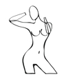 beautiful black and white nude woman silhouette vector image