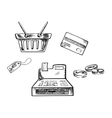 sketches of shopping icons and symbols vector image vector image