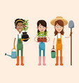 group women farmer equipment work vector image