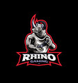 rhino gamer mascot logo design vector image