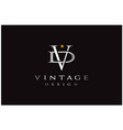 silver platinum letter vd dv classic vintage logo vector image