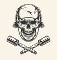 skull soldier logotype monochrome vintage vector image