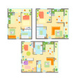 apartment plan with furniture set vector image
