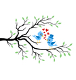 kissing birds in love at branch vector image