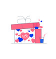 valentines day with hearts and gift box vector image