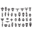 greek vases silhouettes ancient amphoras and pots vector image