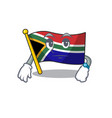 waiting south africa flag flies at cartoon pole vector image