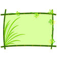bamboo frame with grass and flower vector image