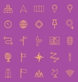 navigation line color icons on violet background vector image