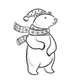 hand drawn outline print with polar bear in winter vector image