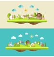 set of flat design compositions with farm animals vector image vector image