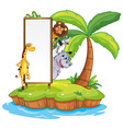 wild animals and sign on island vector image