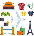 airport travel icons vacation flat vector image