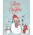 christmas card with bear and hares vector image