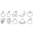 fruit line icons contains such icons as apple vector image