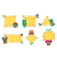 cartoon tiki totem banner frames bamboo tribal vector image vector image