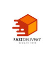 fast delivery box logo design courier vector image