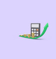 gold coin stacks growth with green arrow vector image