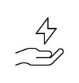 hand holding thunder line icon vector image