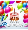 happy birthday greeting card with cake vector image