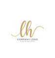 lh initial handwriting logo design vector image