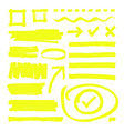 yellow highlighter lines arrows and frame boxes vector image vector image