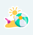 ball and scoop in sand on sunny beach summer vector image
